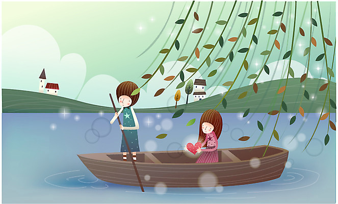 EPS 나무 구름 커플 여자 남자 호수 데이트 일러스트 주택 사랑 사람 소년 야외 두명 건물 강 안개 하트 원형 나룻배 버드나무 언덕 노 배타기 뱃놀이 선박 국내일러스트 자연요소 모양 도형 식물 건축물 감정 어린이 수상교통 배_교통 관계 날씨 전통놀이 승차 파일형식 벡터