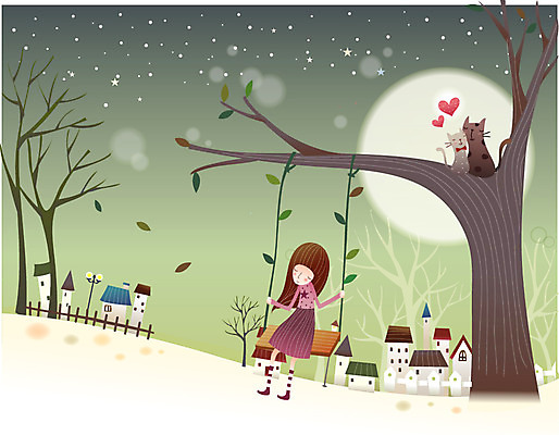 EPS 나무 커플 공공시설 여자 별 가로등 일러스트 나뭇잎 조명 주택 사랑 한명 사람 20대 성인 야외 건물 울타리 마을 고양이 보름달 달 나뭇가지 하트 야간 언덕 그네 별빛 여자만 여자한명만 성인여자만 청년만 청년여자만 성인한명만 청년여자한명만 성인여자한명만 성인만 국내일러스트 자연요소 모양 식물 1 건축물 감정 잎 포유류 관계 청년 빛 담장 반려동물 시설 파일형식 벡터