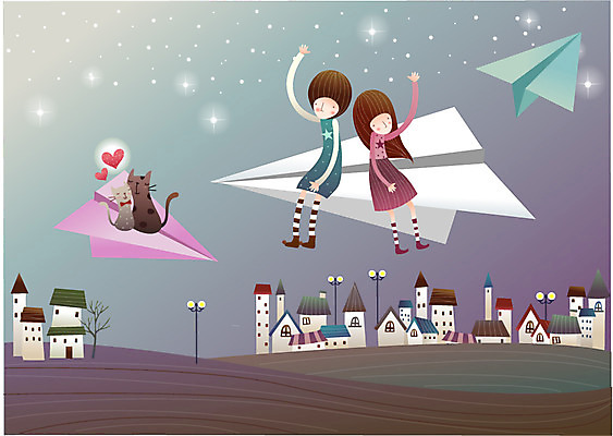 EPS 나무 커플 공공시설 여자 남자 별 가로등 일러스트 상상 밤하늘 조명 주택 사랑 사람 소년 두명 건물 판타지 마을 고양이 하트 비행 종이비행기 별빛 국내일러스트 자연요소 모양 식물 건축물 감정 어린이 포유류 관계 하늘 빛 반려동물 야간 시설 종이접기 파일형식 벡터