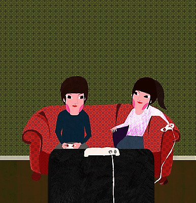 PSD 라이프스타일 여자 남자 벽 백그라운드 쿠션 거실 무늬 일러스트 놀이 실내 사람 앉기 취미 두명 라이프 소파 텔레비전 경쟁 방 게임 게임기 조이스틱 국내일러스트 컨셉 의자 모션 내부 생활 전자제품 파일형식