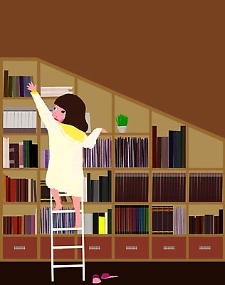 전신 PSD 라이프스타일 여자 화분 어린이 일러스트 사다리 책장 슬리퍼 실내 한명 사람 20대 성인 라이프 책 방 서재 서랍장 오르기 꺼내기 여자만 여자한명만 국내일러스트 1 가구 신발 모션 청년 내부 생활 도구 파일형식