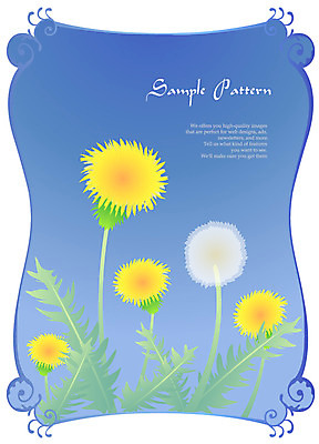 EPS 식물 문자 문양 디자인 알파벳 영어 꽃 컬러 백그라운드 무늬 패턴 꽃백그라운드 일러스트 자연 식물문양 틀 사람없음 파란색 노란색 사각형 들꽃 민들레 민들레홀씨 국내일러스트 도형 생태계 파일형식 벡터