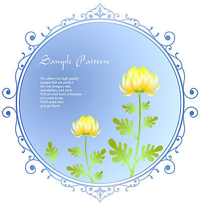 EPS 식물 문자 문양 디자인 알파벳 영어 꽃 컬러 하늘색 백그라운드 무늬 패턴 꽃백그라운드 일러스트 자연 식물문양 국화 사람없음 노란색 원형 두송이 그라데이션 대국 국내일러스트 도형 2 파란색 생태계 파일형식 벡터