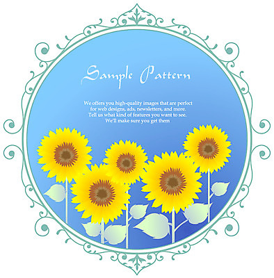 EPS 식물 문자 문양 디자인 알파벳 영어 꽃 컬러 하늘색 백그라운드 무늬 패턴 꽃백그라운드 일러스트 자연 해바라기 식물문양 사람없음 노란색 원형 국내일러스트 도형 파란색 생태계 파일형식 벡터