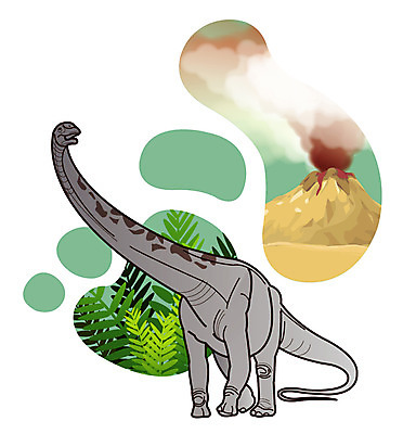 EPS 식물 동물 척추동물 캐릭터 한마리 일러스트 파충류 사람없음 풀 풀잎 연기 폭발 공룡 화산 분출 분화구 용암 화산폭발 공룡캐릭터 멸종 중생대 활화산 백악기 아파토사우루스 초식 일러캐릭터 1 잎 산 풀_식물 역사 파일형식 벡터