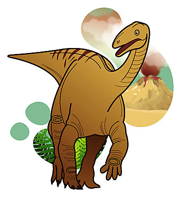 EPS 식물 동물 척추동물 캐릭터 한마리 일러스트 파충류 사람없음 풀 풀잎 연기 폭발 공룡 화산 분출 분화구 용암 화산폭발 공룡캐릭터 멸종 중생대 활화산 백악기 초식 플라테오사우루스 일러캐릭터 1 잎 산 풀_식물 역사 파일형식 벡터