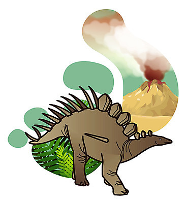EPS 식물 동물 척추동물 캐릭터 한마리 일러스트 파충류 사람없음 풀 풀잎 연기 폭발 공룡 화산 분출 분화구 용암 화산폭발 공룡캐릭터 멸종 중생대 활화산 백악기 초식 켄트로사우루스 일러캐릭터 1 잎 산 풀_식물 역사 파일형식 벡터