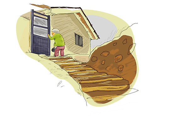 PSD 여자 할아버지 노년 남자 할머니 일러스트 주택 한명 들기 사람 건물 문 계단 사회 실버 고독 사회이슈 사회복지 복지 언덕 현관문 독거노인 불우이웃 빈곤층 산동네 생활보호대상자 소외계층 저소득층 노인만 성인만 국내일러스트 1 건축물 감정 컨셉 모션 성인 마을 보호 계급 공동체 파일형식