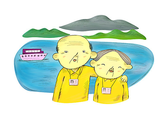 PSD 부부 커플 여자 할아버지 노년 남자 할머니 교통수단 여행 수상교통 일러스트 어깨동무 산 사람 상반신 취미 야외 두명 라이프 관광지 실버라이프 노후 강 노부부 한척 사회 실버 유람선 이름표 사회이슈 사회복지 복지 노인복지 고령화 선박 노인만 성인만 국내일러스트 1 라이프스타일 포즈 교통 컨셉 배_교통 관계 성인 생활 공동체 파일형식