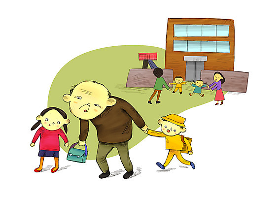 PSD 학생 여자 할아버지 노년 남자 초등학생 어린이 일러스트 학교 가족 엄마 손자 손녀 책가방 사람 소녀 여러명 부모 손잡기 육아 자녀 아빠 사회이슈 사회복지 복지 손주 하교 매기 학부모 결손가정 불우이웃 빈곤층 소외계층 저소득층 하교길 국내일러스트 교육 다수 컨셉 가방 가정 관계 모션 성인 등하교 계급 파일형식