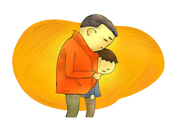 PSD 학생 여자 남자 아들 일러스트 가족 안기 포옹 청소년 사랑 서기 사람 소년 두명 슬픔 아빠 사회이슈 사회복지 격려 위로 보살핌 어려움 국내일러스트 감정 어린이 컨셉 관계 모션 복지 파일형식