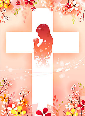 EPS 식물 여자 꽃잎 꽃 실루엣 기독교 종교 백그라운드 십자가 잎 꽃밭 일러스트 청소년 어류 한명 사람 이벤트 10대 기도 여자만 여자한명만 십대만 십대여자만 십대여자한명만 국내일러스트 1 촬영기법 수중동물 파일형식 벡터