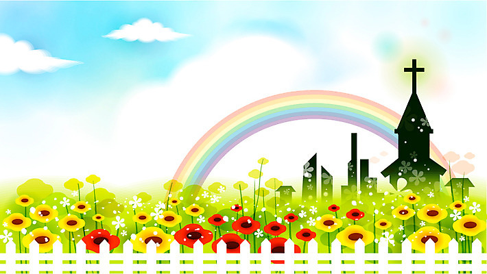 EPS 주간 식물 구름 시설물 건축물 현대건축 건축 꽃 기독교 종교 백그라운드 무지개 꽃밭 일러스트 종교건축 종교시설 하늘 빌딩 사람없음 야외 건물 울타리 교회 국내일러스트 자연요소 담장 시설 파일형식 벡터