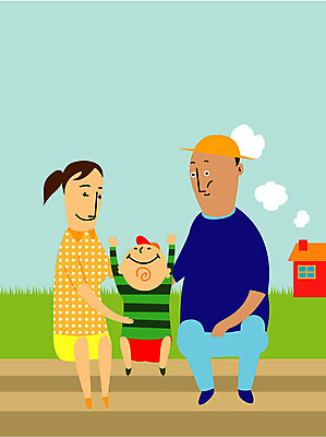 EPS 구름 라이프스타일 여자 남자 어린이 일러스트 가족 엄마 주택 사람 잔디 야외 세명 소풍 아빠 핵가족 즐거움 국내일러스트 자연요소 식물 감정 관계 건물 생활 야외활동 파일형식 벡터