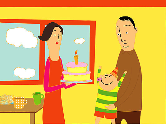 EPS 라이프스타일 여자 남자 어린이 거실 일러스트 가족 엄마 실내 사람 세명 파티 케이크 생일파티 생일 아빠 핵가족 즐거움 국내일러스트 기념일 감정 관계 디저트 이벤트 내부 생활 파일형식 벡터