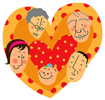 EPS 여자 할아버지 남자 할머니 어린이 일러스트 가족 엄마 대가족 사람 여러명 하트 아빠 국내일러스트 모양 노년 다수 관계 파일형식 벡터