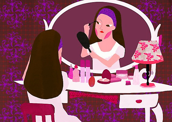 PSD 라이프스타일 긴머리 여자 의자 일러스트 조명 실내 한명 들기 사람 앉기 상반신 라이프 화장 뷰티 반사 화장품 거울 방 화장용품 스탠드 미용용품 머리띠 마스카라 바르기 손거울 화장대 스킨 파우더 로션 눈화장 에센스 영양크림 외출준비 파우더팩트 팩트 여자만 여자한명만 국내일러스트 1 헤어스타일 가구 장신구 모션 내부 생활 오브젝트 준비 파일형식