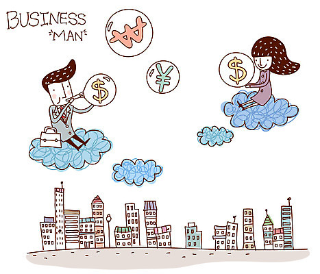 EPS 구름 여자 남자 돈 서류가방 가방 일러스트 비즈니스 상상 사람 빌딩 야외 두명 건물 라이프 비즈니스라이프 달러 도시 비즈니스맨 원화 화폐기호 비눗방울 엔 통화 국내일러스트 자연요소 라이프스타일 건축물 기호 잡화 모션 생활 직장인 재산 화폐 파일형식 벡터