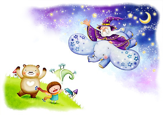 PSD 나무 식물 동물 할아버지 남자 별 길 어린이 일러스트 곰 상상 코끼리 주택 사람 소년 야외 두명 건물 판타지 목도리 마법사 달 비행 덩굴 야간 언덕 남자만 국내일러스트 자연요소 건축물 잡화 노년 포유류 파일형식