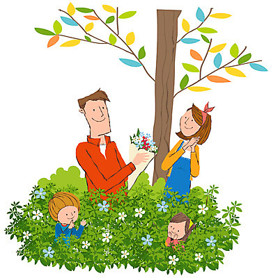 EPS 나무 식물 여자 남자 꽃 딸 아들 어린이 꽃다발 프로포즈 일러스트 가족 엄마 선물 사랑 사람 소녀 소년 여러명 야외 소풍 아빠 숲 국내일러스트 감정 다수 관계 야외활동 파일형식 벡터