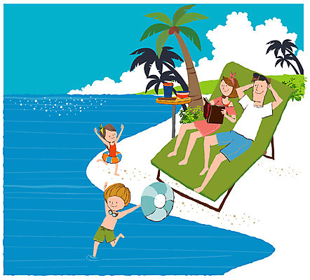 EPS 나무 구름 계절 여자 남자 딸 아들 음료 어린이 바다 일러스트 가족 물놀이 탁자 하늘 엄마 휴가 휴식 통 사람 소녀 소년 여러명 해변 야외 책 여름 여름휴가 바캉스 모래사장 야자수 독서 소풍 아빠 물안경 선베드 튜브 국내일러스트 자연요소 식물 가구 다수 컨셉 의자 관계 놀이 야외활동 수영용품 파일형식 벡터 여름_계절