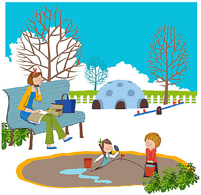 EPS 나무 식물 구름 여자 남자 딸 아들 어린이 모래 벤치 의자 가방 일러스트 가족 하늘 엄마 디저트 사람 소녀 소년 야외 책 세명 울타리 소풍 깃발 풀 도넛 놀이터 삽 물통 모래성 시소 물양동이 국내일러스트 자연요소 잡화 음식 가구 관계 놀이 담장 야외활동 놀이기구 양동이 파일형식 벡터