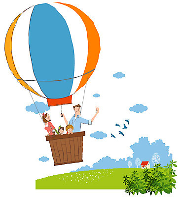 EPS 나무 식물 구름 여자 남자 딸 아들 어린이 여행 일러스트 가족 조류 하늘 엄마 주택 사람 소녀 소년 초원 여러명 야외 건물 소풍 기구 열기구 비행 풀 아빠 숲 국내일러스트 자연요소 동물 건축물 다수 관계 항공교통 야외활동 파일형식 벡터