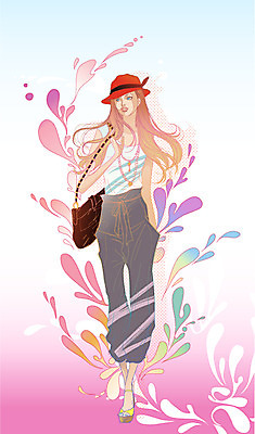 EPS 모자 문양 라이프스타일 계절 여자 패션 무늬 가방 일러스트 목걸이 바지 한명 사람 20대 성인 라이프 여름 쇼핑 유행 샌들 워킹 배기팬츠 여자만 여자한명만 성인여자만 청년만 청년여자만 성인한명만 청년여자한명만 성인여자한명만 성인만 국내일러스트 1 잡화 신발 장신구 하의 청년 생활 파일형식 벡터