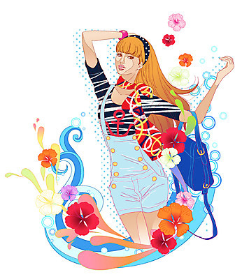 EPS 문양 라이프스타일 계절 여자 패션 꽃 물결 파도 포즈 무늬 가방 일러스트 팔찌 한명 사람 20대 성인 라이프 여름 쇼핑 유행 스카프 머리띠 원형 멜빵바지 마린룩 여자만 여자한명만 성인여자만 청년만 청년여자만 성인한명만 청년여자한명만 성인여자한명만 성인만 국내일러스트 도형 식물 1 잡화 옷 바다 장신구 바지 청년 생활 목도리 멜빵 파일형식 벡터