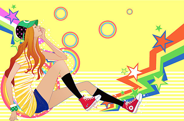 EPS 모자 문양 라이프스타일 계절 여자 패션 별 포즈 운동화 무지개 티셔츠 무늬 일러스트 팔찌 한명 사람 20대 성인 라이프 여름 쇼핑 유행 원형 니삭스 스니커즈 핫팬츠 여자만 여자한명만 성인여자만 청년만 청년여자만 성인한명만 청년여자한명만 성인여자한명만 성인만 국내일러스트 자연요소 도형 1 잡화 신발 셔츠 장신구 바지 양말 청년 생활 파일형식 벡터