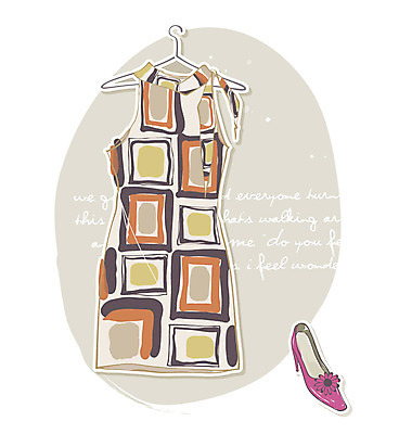 EPS 아이콘 드레스 옷 원피스 구두 사람없음 쇼핑 옷걸이 엔틱아이콘 2D아이콘 신발 앤티크 파일형식 벡터