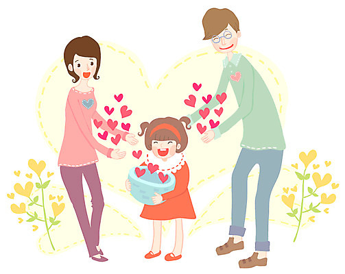 EPS 식물 여자 남자 딸 행복 어린이 일러스트 가족 엄마 사랑 사람 소녀 세명 부모 바구니 자녀 하트 풀 아빠 핵가족 국내일러스트 모양 감정 관계 파일형식 벡터
