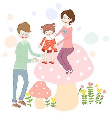 EPS 식물 여자 남자 딸 행복 어린이 일러스트 가족 엄마 사랑 사람 소녀 세명 부모 버섯 자녀 하트 원형 풀 아빠 핵가족 국내일러스트 모양 도형 감정 관계 파일형식 벡터