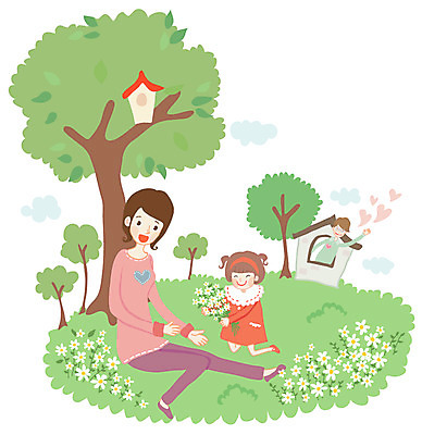 EPS 나무 식물 라이프스타일 여자 남자 꽃 딸 어린이 꽃다발 꽃밭 일러스트 가족 엄마 주택 사람 소녀 잔디 초원 야외 건물 세명 부모 소풍 자녀 하트 아빠 핵가족 국내일러스트 모양 건축물 관계 생활 야외활동 파일형식 벡터
