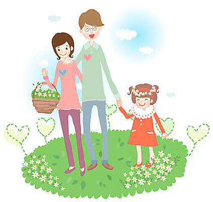EPS 식물 구름 라이프스타일 여자 남자 꽃 딸 행복 어린이 꽃밭 일러스트 가족 하늘 엄마 사랑 사람 소녀 잔디 야외 세명 부모 소풍 바구니 화관 자녀 하트 아빠 핵가족 꽃바구니 국내일러스트 자연요소 모양 감정 관계 생활 야외활동 파일형식 벡터