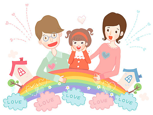 EPS 나무 식물 여자 남자 꽃잎 꽃 딸 행복 어린이 무지개 일러스트 가족 엄마 주택 사랑 사람 소녀 건물 세명 부모 자녀 하트 아빠 핵가족 구름모양 국내일러스트 자연요소 모양 건축물 감정 관계 파일형식 벡터 구름_자연