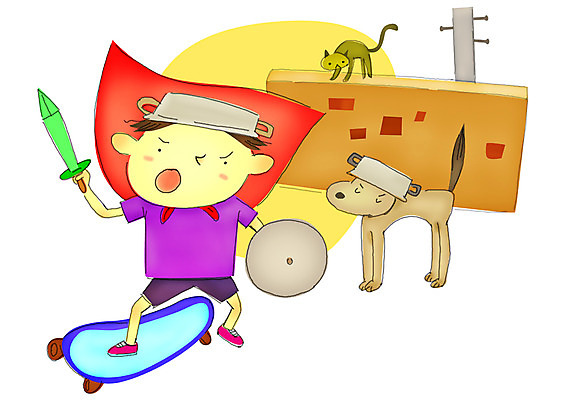전신 PSD 동물 계절 어린이교육 교육 남자 반려견 초등학생 어린이 벽 두마리 일러스트 놀이 방학 여름방학 한명 서기 들기 사람 소년 담장 반려동물 장난감 고양이 뚜껑 스케이트보드 보드 칼 개 강아지 냄비 망토 전봇대 방패 전쟁놀이 남자만 남자한명만 어린이만 소년만 소년한명만 국내일러스트 1 학생 공공시설 스포츠 2 포유류 모션 휴가 보드_스포츠 솥 파일형식 여름_계절