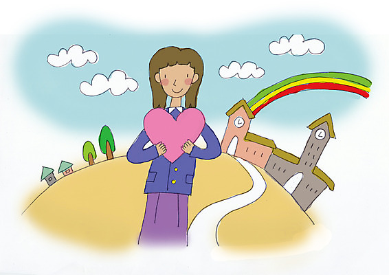 PSD 나무 식물 구름 학생 여학생 여자 어린이교육 교육 교복 길 무지개 일러스트 학교 청소년 하늘 주택 사랑 한명 사람 건물 10대 하트 언덕 여자만 여자한명만 십대만 십대여자만 십대여자한명만 국내일러스트 자연요소 모양 1 건축물 옷 감정 파일형식