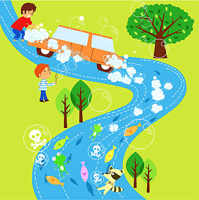 EPS 나무 식물 남자 어린이 일러스트 자동차 개구리 어류 사람 야외 두명 강 환경 거품 물가 개울 환경오염 오염 비눗방울 세제 너구리 비누거품 수질오염 세차 폐사 합성세제 남자만 어린이만 소년만 국내일러스트 육상교통 컨셉 포유류 양서류 풍경 수중동물 사회이슈 파일형식 벡터