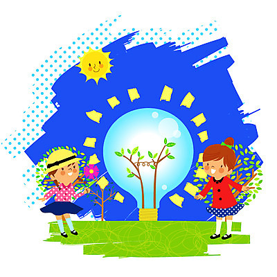 EPS 주간 나무 식물 여자 남자 꽃 행복 어린이 백그라운드 일러스트 전구 자연 사람 소녀 야외 두명 빛 태양 자연보호 환경 희망 에너지 환경오염 오염 전기에너지 친환경 동산 자연주의 어린이만 국내일러스트 자연요소 감정 컨셉 보호 생태계 파일형식 벡터