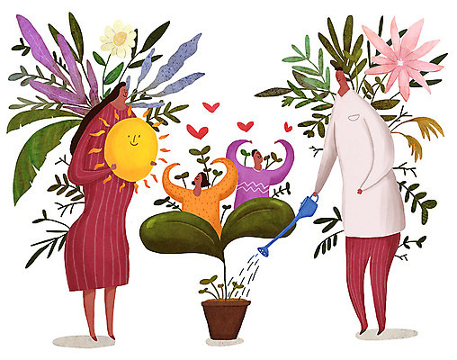 전신 PSD 식물 여자 남자 꽃 행복 화분 어린이 일러스트 가족 사랑 들기 사람 여러명 성인 부모 태양 새싹 물뿌리개 성장 자녀 하트 풀 물주기 영양분 국내일러스트 자연요소 모양 감정 다수 관계 모션 파일형식