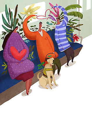 전신 PSD 동물 한마리 여자 남자 일러스트 친절 사랑 들기 사람 앉기 성인 세명 하트 풀 개 전철 장애인 손하트 배려 시각장애인 안내견 평등 성인만 국내일러스트 모양 식물 1 감정 육상교통 컨셉 포유류 모션 대중교통 손짓 장애 파일형식