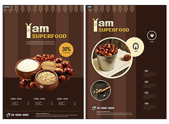 템플릿 ZIP 리플렛 곡류 사람없음 갈색 견과류 쌀 밤 전단템플릿 전단 건강식품 인디자인 INDD 슈퍼푸드 이미지템플릿 음식 컬러 건강 홍보물 파일형식