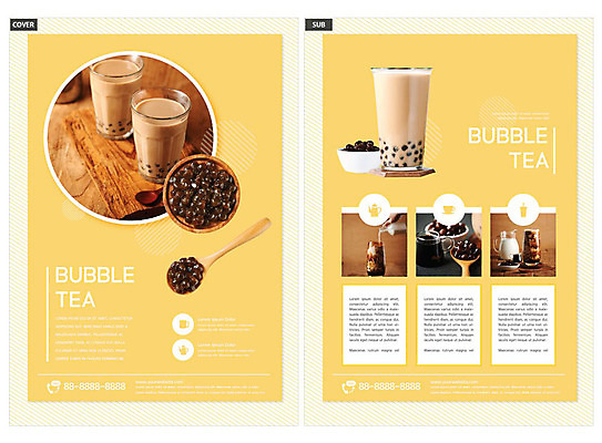템플릿 ZIP 음료 리플렛 디저트 사람없음 노란색 카페 우유 전단템플릿 전단 건강식품 버블티 인디자인 INDD 타피오카펄 이미지템플릿 음식 컬러 유제품 건강 상점 홍보물 파일형식