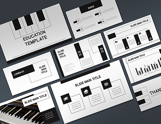 템플릿 교육 선 음악 비즈니스 그래프 사람없음 세트 검은색 흰색 피아노 PPT 프레젠테이션 분석 문서템플릿 레이아웃 음악교육 학원 9P 이미지템플릿 컬러 컨셉 문화예술 건반악기 파일형식