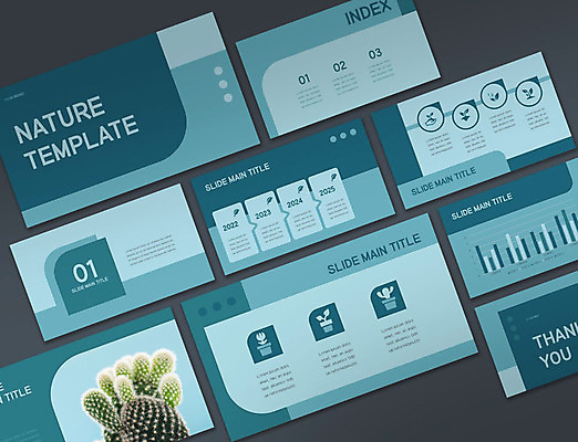 식물 템플릿 화분 비즈니스 그래프 선인장 사람없음 세트 PPT 프레젠테이션 분석 문서템플릿 심플 청록색 9P 이미지템플릿 컬러 컨셉 파일형식