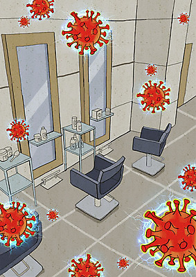 PSD 일러스트 사람없음 회색 바이러스 미용실 사회이슈 전염 코로나바이러스 델타변이바이러스 국내일러스트 컬러 컨셉 질병 뷰티샵 감염 파일형식