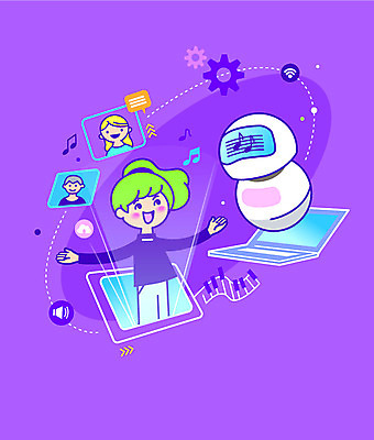 전신 학생 여자 교육 어린이 음악 일러스트 노래 모바일 한명 노트북 컴퓨터 보라색 로봇 에듀 에듀케이션 온라인강의 컴퓨터교육 소녀한명만 코딩 스쿨팩 랜선라이프 국내일러스트 AI파일 1 라이프스타일 컬러 문화예술 사람 전자제품 강의 여자한명만 소녀만 파일형식 벡터 언택트