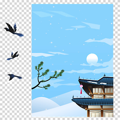 편집 편집이미지 한국전통 명절 하늘 새해 세마리 누끼 사람없음 궁전 눈 까치 PNG 편집소스 자연요소 전통 기념일 고건축 조류 날씨 한국 3 파일형식