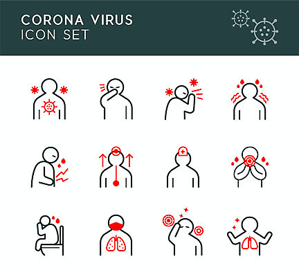 아이콘 사람없음 빨간색 간호사 바이러스 라인아이콘 두통 기침 발열 복통 설사 오한 완치 증상 현기증 코로나바이러스 델타변이바이러스 2D아이콘 AI파일 컬러 의료진 질병 변 파일형식 벡터
